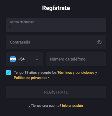 Registration at Dreams casino